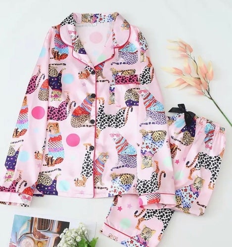 Pyjamasset med leopardmönster XL