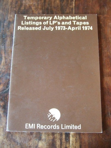 Listings of lp,s and tapes released july 1973 - april 1974 / EMI Records