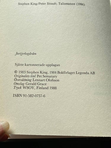 Stephen King - Jurtjyrkogården, kartonnerad