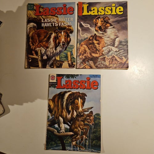 KORT AUKTION - 3 nummer av Lassie möter havets fasa! 1965 & 1966