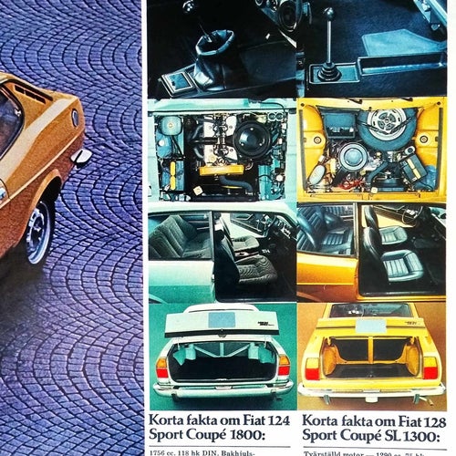 FIAT 124 SPORT COUPÉ, 128 SPORT COUPÉ SL 1300, STOR ANNONS 1973