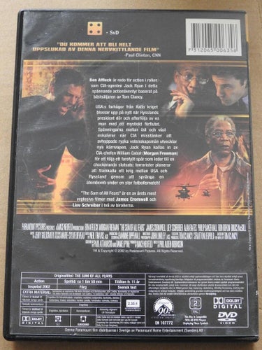 The sum of all fears DVD - Ben Affleck, Morgan Freeman 2002
