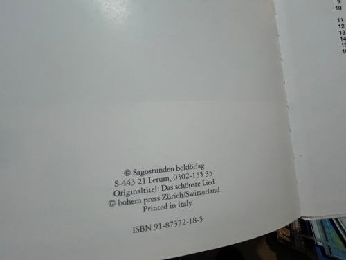 Den vackraste sången av Max Bolliger, Bok, Very fine plus
