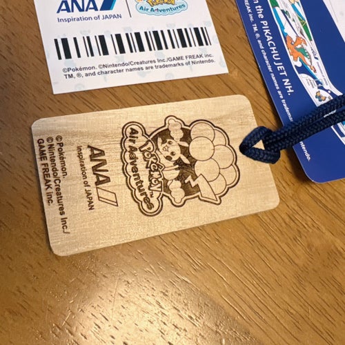 Pokemon × ANA Airplane Air Adventure Boarding Pass Wooden Strap Pikachu Pokémon
