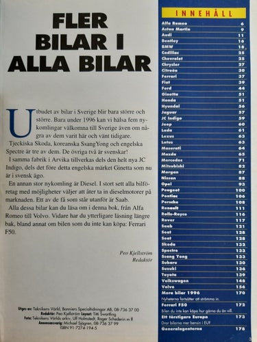 Alla bilar 1996 - bilkatalogen med årets alla bilar, från Teknikens Värld