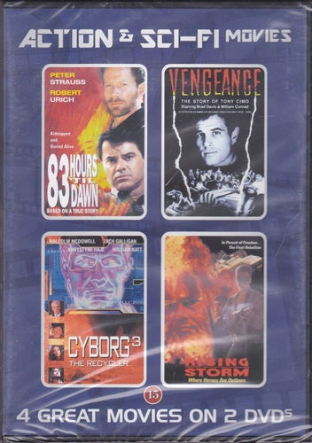 DVD 4i1 / Cyborg 3, Rising Storm, Vengeance, 83 Hours Till Dawn / Ny & Inplastad