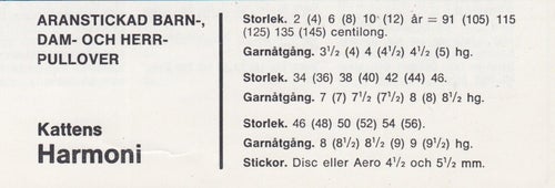 ** STICKMÖNSTER ** BARN DAM HERR ** AARANSTICKAD TRÖJA ** 60-tal **