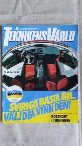 Teknikens Värld nr 15 1985: Toyota MR2, VW Passat GL, Volvo 360 GLS
