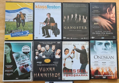 DVD: paket med 9 stycken svenska filmer