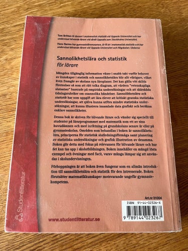 Sannolikhetslära och statistik för lärare