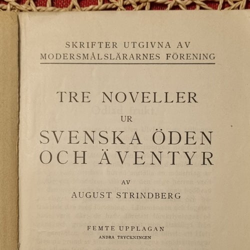 (1936) Tre Noveller av August Strindberg, Femte Upplagan