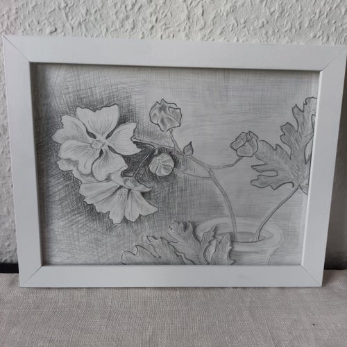 Blommor Blyertsteckning 27x20