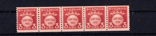 5 st facit nr 139 Lilla Riksvapnet **