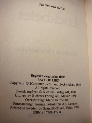 Lockbetet av Hardiman Scott, Becky Allan. Very Fine plus