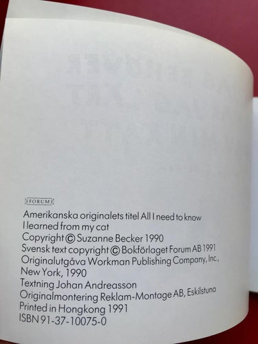 ALLT JAG BEHÖVER VETA HAR JAG LÄRT AV MIN KATT Suzy Becker 1991
