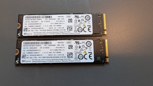 2 st. 256GB SK Hynix PC711 NVMe OPAL 2.0 PCIe Gen3 x4 M.2 2280 hårddiskar