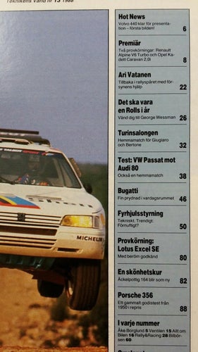 Teknikens Värld 13 1988: Lotus Excel SE, VW Passat vs Audi 80, Porsche 356