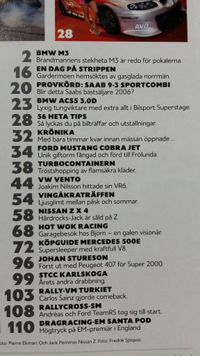 Bilsport nr 13 2005: Datsun 280Z + 280 ZX Turbo, Nissan 350Z, Mercedes 500E