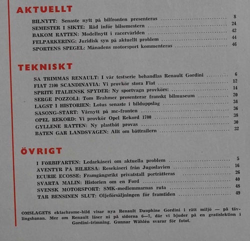 FART 1961/4 så trimmas Renault Gordini, Fiat 2100, Austin Sprite, Opel Rekord