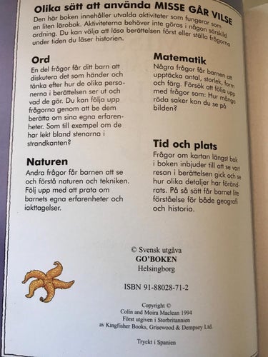 Berättelse- och aktivitetsbok MISSE GÅR VILSE Colin och Moira Maclean 1994