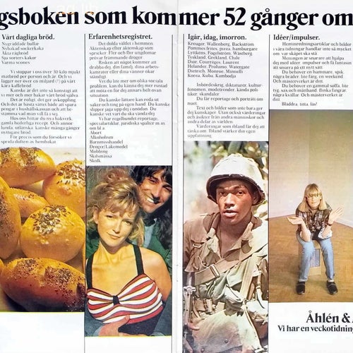 ÅHLÉN & ÅKERLUND - REKLAM FÖR VECKOTIDNINGAR, STOR ANNONS 1975