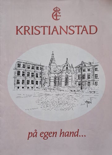 Gamla hus i Kristianstad med karta och text