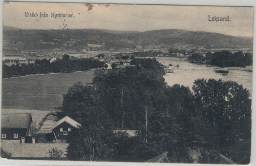 Leksand utsikt från kyrktornet (Förlag: E Bjurling, Leksand)