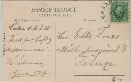 Leksand utsikt från kyrktornet (Förlag: E Bjurling, Leksand)