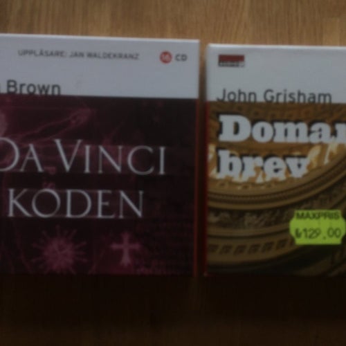 2 CD- böcker, John Grisham, Domarens brev + Dan Brown, Da Vincikoden, ljudböcker
