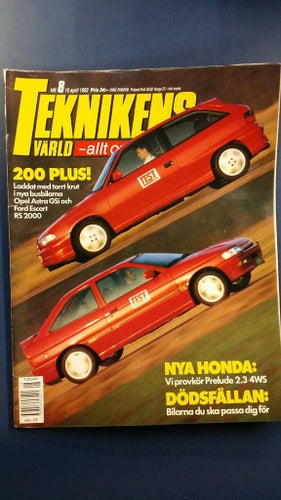 Teknikens Värld 8 1992: Honda Prelude, Opel Astra GSi, Ford Escort RS 2000
