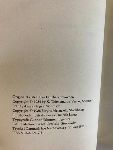 SAGAN OM DANSBJÖRNARNA Ulrich Mihr 1988