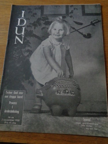 Idun nr44 1950 Ingrid Bergman, spargris omslaget - Erik Elinder med familjen