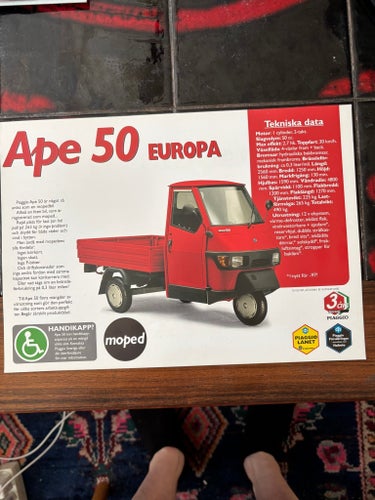 Piaggio Ape 50 Europa broschyr