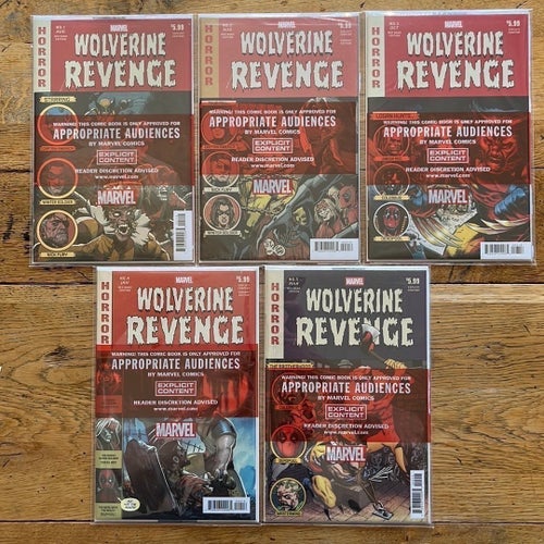 Wolverine Revenge Red Band Edition #1-5 1:25 incentive variants (Marvel, 2025)