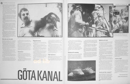 GÖTA KANAL - REPORTAGE OM FILMINSPELNINGEN, TIDNINGSARTIKEL PRESSKLIPP 1981