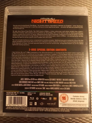 Nightbreed. David Cronenberg, Doug Bradley. Clive Barker. Arrow.