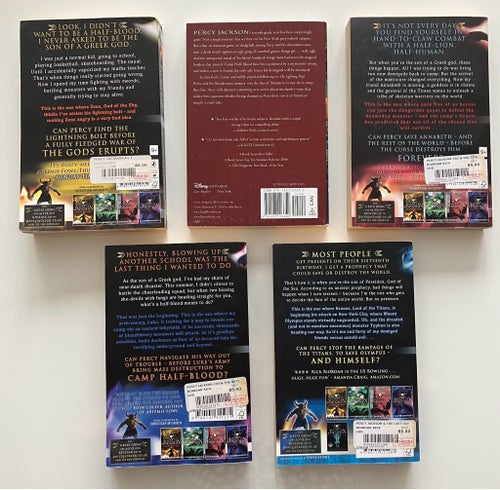 Percy Jackson - volymer 1-5, av Rick Riordan, på engelska, stor pocket format