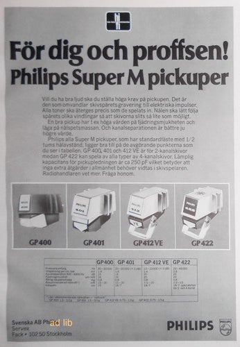PHILIPS - PHILIPS SUPER M PICKUPER, HI-FI TIDNINGSANNONS 1976