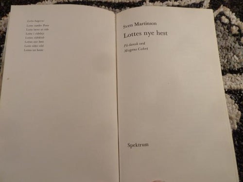 LOTTES NYE HEST, SVEN MARTINSON, 1978, BOG, BOK PÅ DANSKA