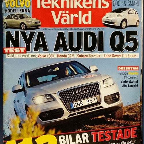 Teknikens Värld 26 2008: Volvo XC60, Land Rover Freelander, Honda CR-V, Q5