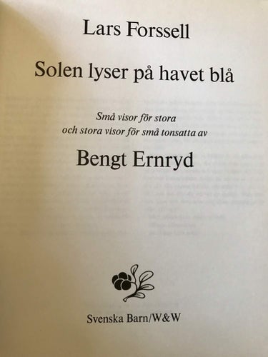 SOLEN LYSER PÅ HAVET BLÅ Lars Forssell Bengt Ernryd 1971