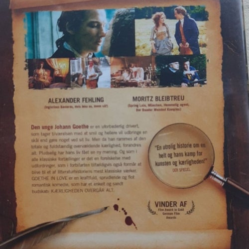 Goethe in Love - DVD. Norsk utgåva. Romantiskt drama. Svensk text.