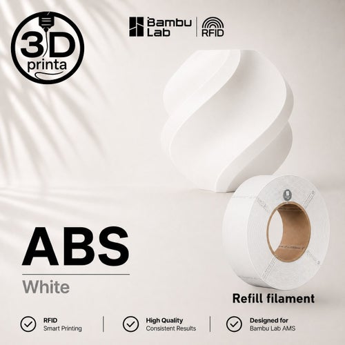 Bambu Lab ABS Filament White, 1.75mm 1kg, REFILL