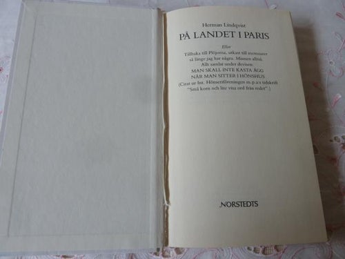 PÅ LANDET I PARIS, H. LINDQVIST, 1992,  BÖCKER