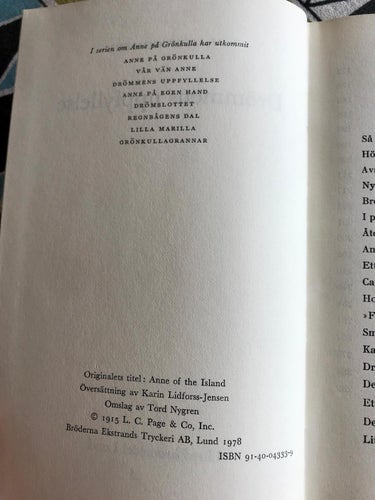 Anne På Grönkulla DRÖMMENS UPPFYLLELSE L.M. Montgomery 1978