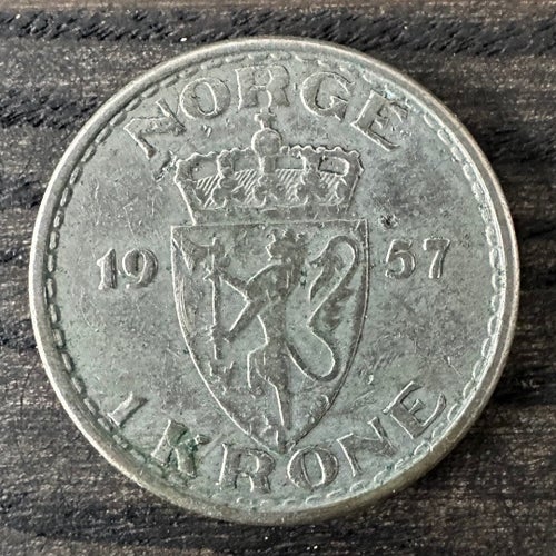 Mynt: Norge 1 krone 1957 / coin Norway