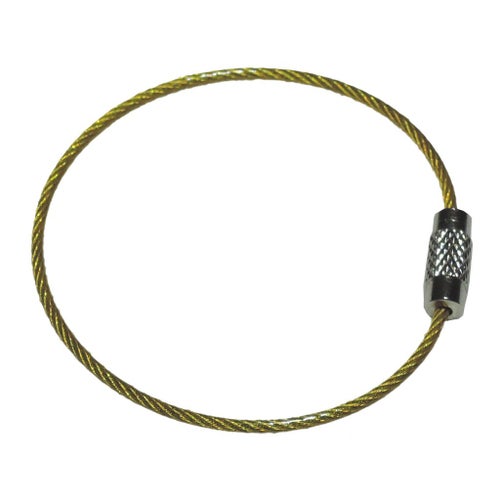 Nyckelring i ståltråd - Gul - 50mm diameter - 2mm tjocklek