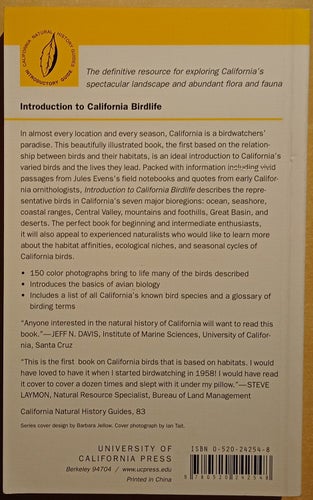 Introduction to California Birdlife (California Natural History Guides)