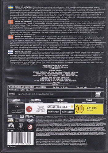 DVD / Masked And Anonymous / Penelope Cruz, Bob Dylan / Nära Nyskick