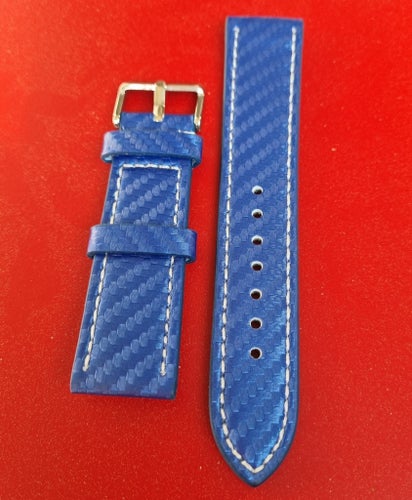 22mm Kolfiberpräglat blått Klockarmband